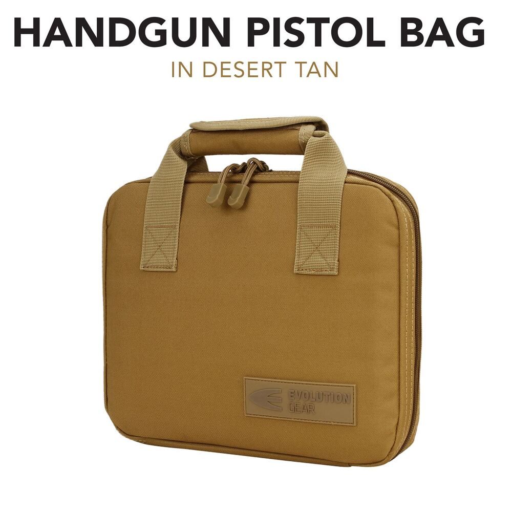 Handgun Pistol Bag Soft Case with 5 Magazine Slots - Tan