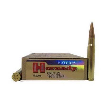 Hornady Vintage Match 8x57mm Mauser 196 Grain Boat-Tail Hollow Point Match Brass Cased Centerfire Rifle Ammo 20 Rounds 82298