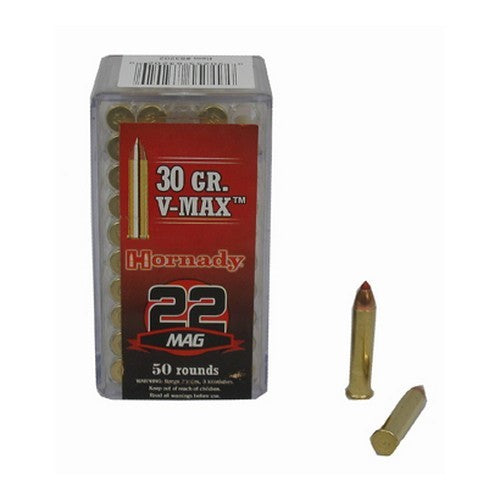 Hornady Varmint Express V-Max Rimfire Ammunition 22 MAG 30 GR. 50 Round Box