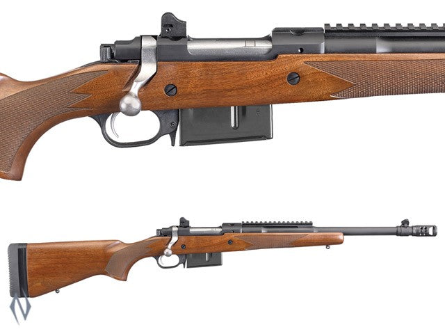 RUGER 77 GUNSITE SCOUT BLUE WALNUT 450 BUSHMASTER 16.5 BRAKE.