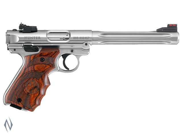 RUGER MKIV 22LR HUNTER STAINLESS + TARGET GRIPS 174MM