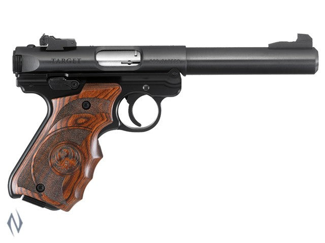 RUGER MKIV 22LR TARGET BLUED + TARGET GRIPS 140MM - Apex Firearms and Defence