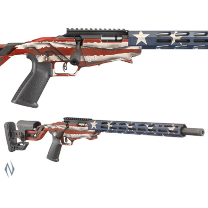 NSW RUGER PRECISION RIMFIRE RIFLE 22LR 18 10 SHOT USA FLAG PINNED.