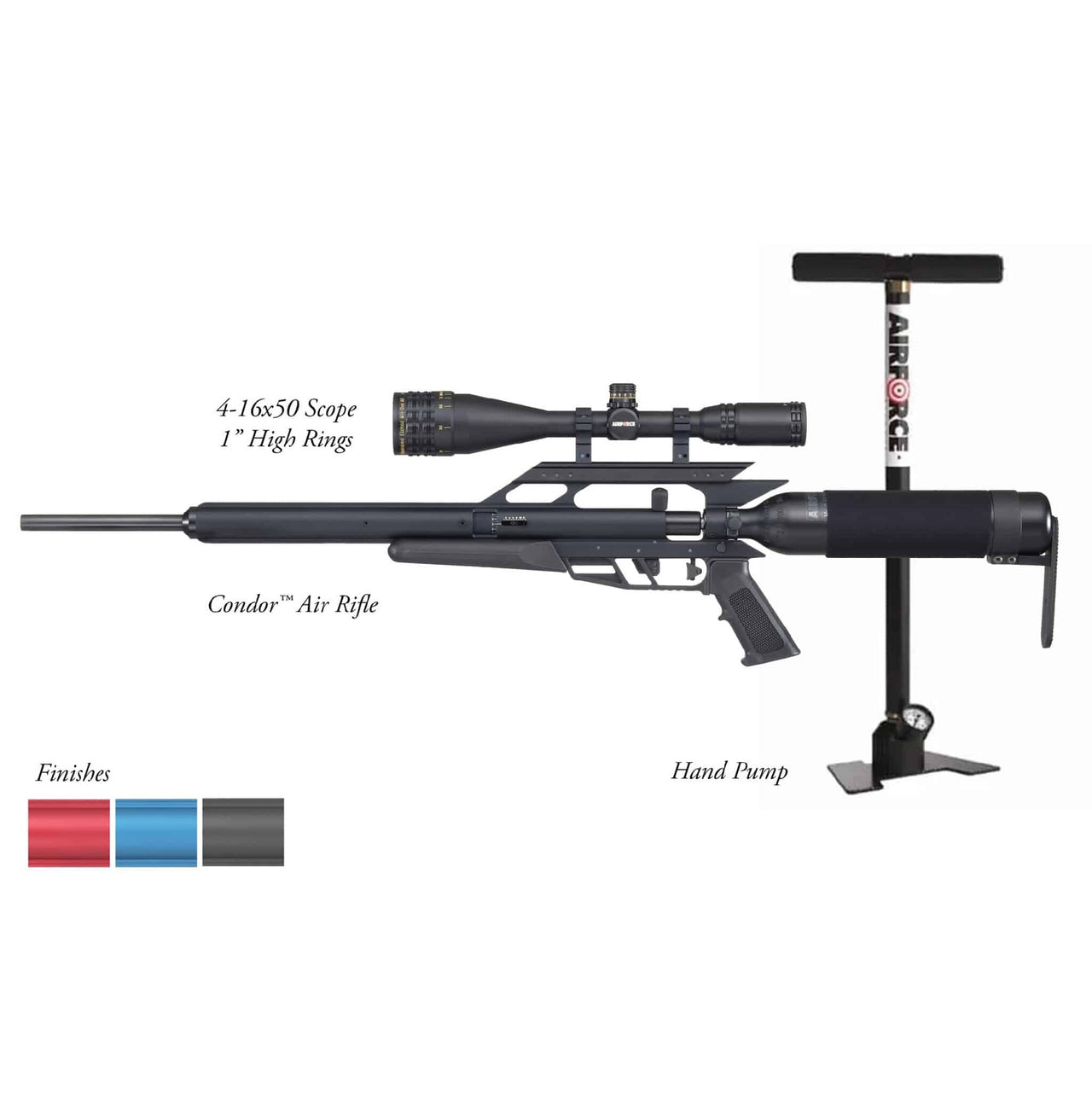 Airforce Condor .177 with Hand Pump, 4-16X50 Scope, BKL 1 IN High Rings Air Rifle