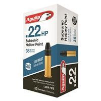 Aguila Subsonic 22 Long Rifle Rimfire Ammo - 22 Long Rifle 38gr Lead Hollow Point 50/Box