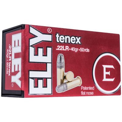 ELEY Tenex Flat Nose 22LR Rimfire Ammunition 50 Round Box