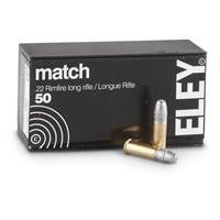 ELEY Match Flat Nose 22LR Rimfire Ammunition 50 Round Box